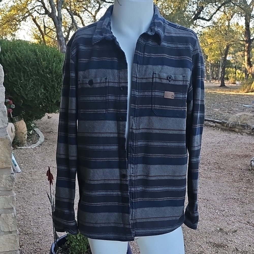 Hippy Tree Nomad Division Striped Thick Cotton Surf Shirt Size XL